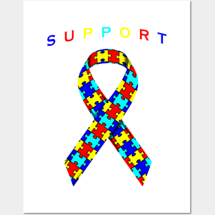 Autism Awareness Ribbon Posters and Art